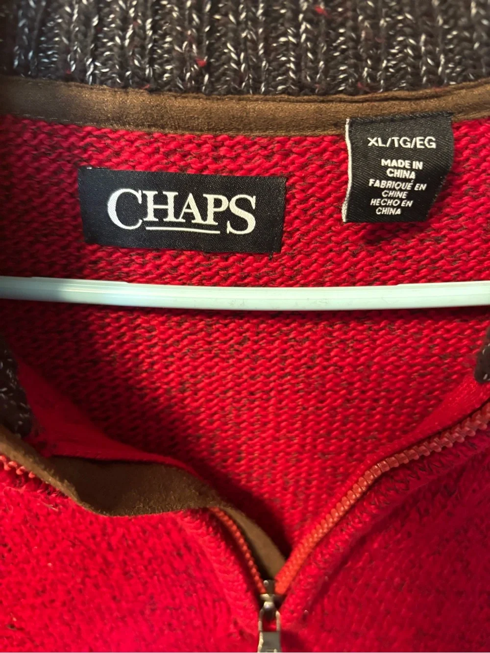 Chaps Men’s Red Zip-Up Knit Sweater
